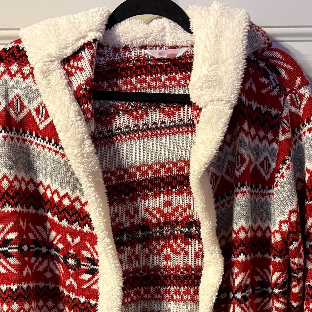 No Boundaries Red and Gray Patterned Cardigan/Coa… - image 2